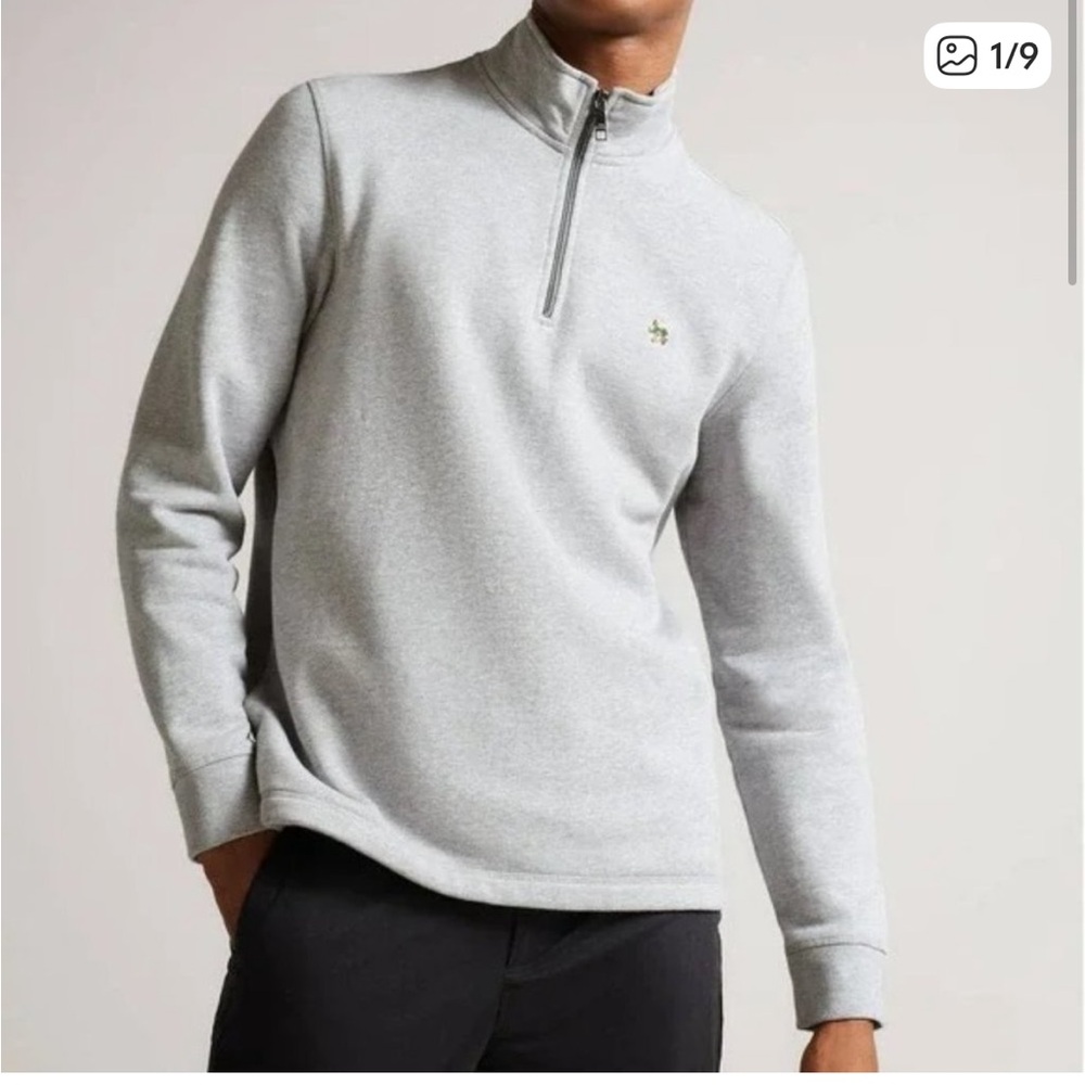 Ted Baker Men’s Kilburn Quarter Zip Sweatshirt Gray Size 5 US XL Magnolia Flower